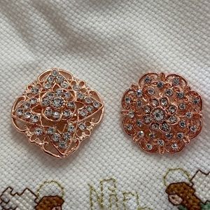 Rhinestone Copper Tone Brooches